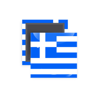 Greece flag, Μαγνητάκι ψυγείου τετράγωνο διάστασης 5x5cm