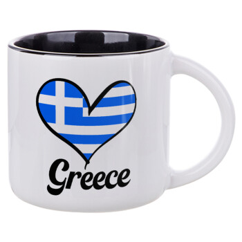 Greece flag, Κούπα κεραμική 400ml Λευκή/Μαύρη