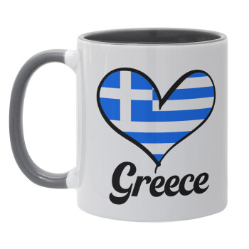 Greece flag, Mug colored grey, ceramic, 330ml