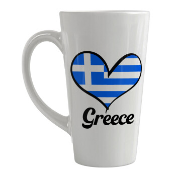 Greece flag, Κούπα κωνική Latte Μεγάλη, κεραμική, 450ml