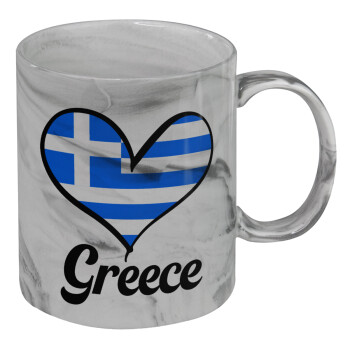 Greece flag, Κούπα κεραμική, marble style (μάρμαρο), 330ml