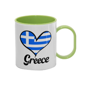 Greece flag, Κούπα (πλαστική) (BPA-FREE) Polymer Πράσινη για παιδιά, 330ml