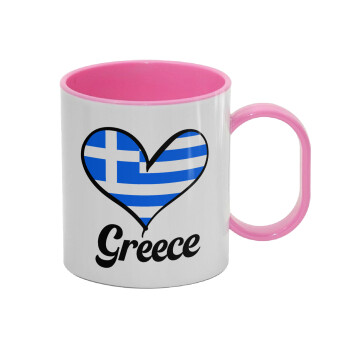 Greece flag, Κούπα (πλαστική) (BPA-FREE) Polymer Ροζ για παιδιά, 330ml