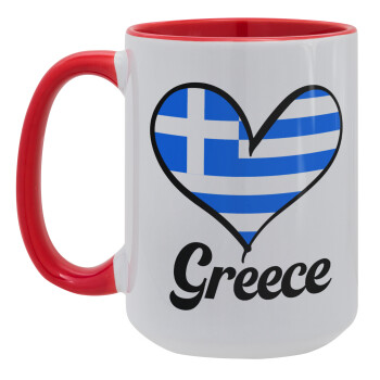 Greece flag, Κούπα Mega 15oz, κεραμική Κόκκινη, 450ml