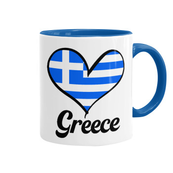 Greece flag, Κούπα χρωματιστή μπλε, κεραμική, 330ml