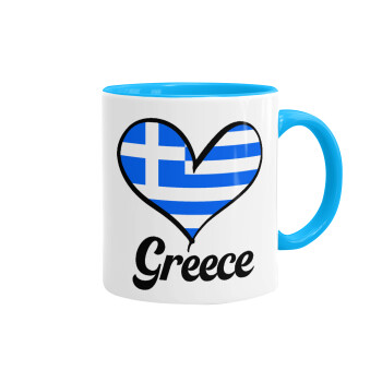 Greece flag, Κούπα χρωματιστή γαλάζια, κεραμική, 330ml