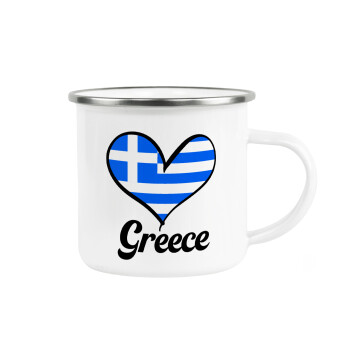Greece flag, Κούπα Μεταλλική εμαγιέ λευκη 360ml