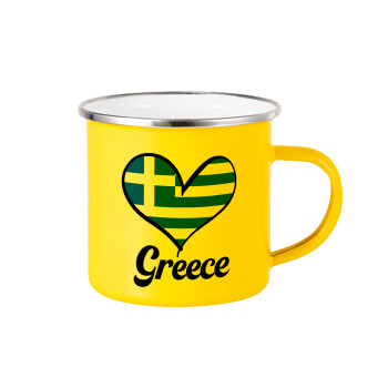 Greece flag, Κούπα Μεταλλική εμαγιέ Κίτρινη 360ml