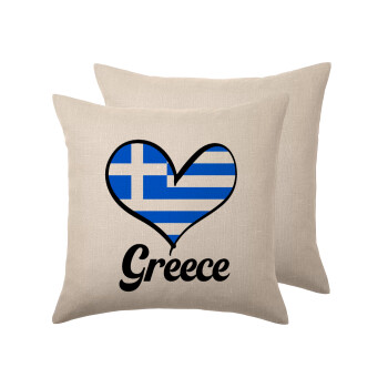 Greece flag, Μαξιλάρι καναπέ ΛΙΝΟ 40x40cm περιέχεται το  γέμισμα