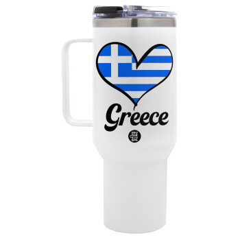Greece flag, Mega Tumbler με καπάκι, διπλού τοιχώματος (θερμό) 1,2L
