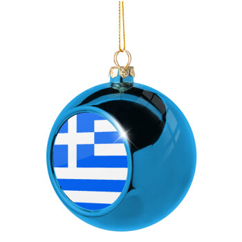 Greece flag, Blue Christmas tree ball ornament 8cm