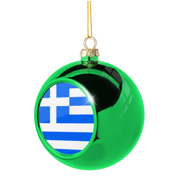 Greece flag, Green Christmas tree ornament ball 8cm