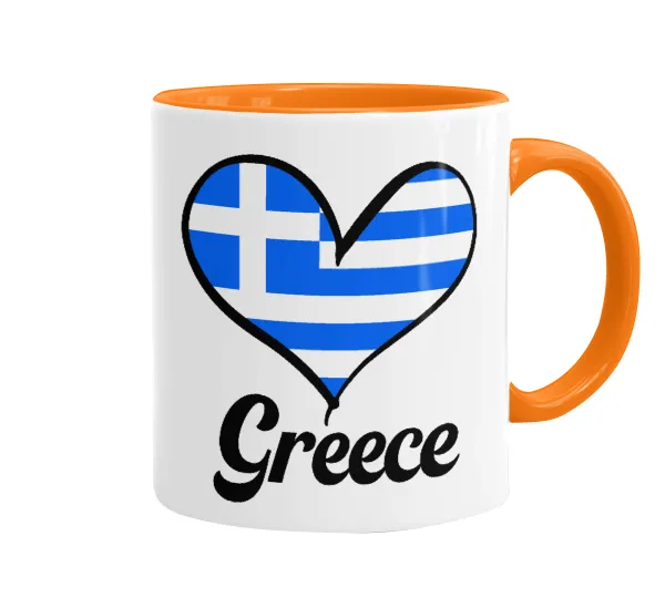 Greece flag — Κούπα χρωματιστή πορτοκαλί, κεραμική, 330ml