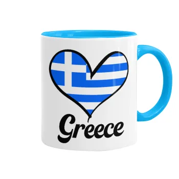 Greece flag, Mug colored light blue, ceramic, 330ml