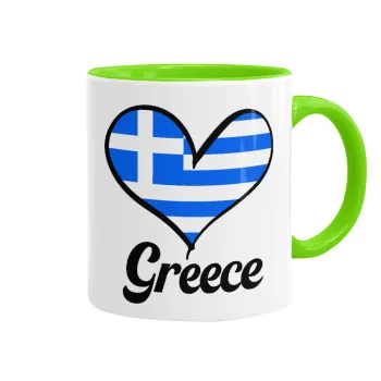Greece flag, Κούπα χρωματιστή βεραμάν, κεραμική, 330ml