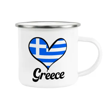 Greece flag, Κούπα Μεταλλική εμαγιέ λευκη 360ml