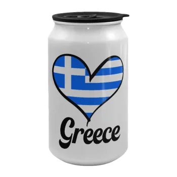 Greece flag, Κούπα ταξιδιού μεταλλική με καπάκι (tin-can) 500ml