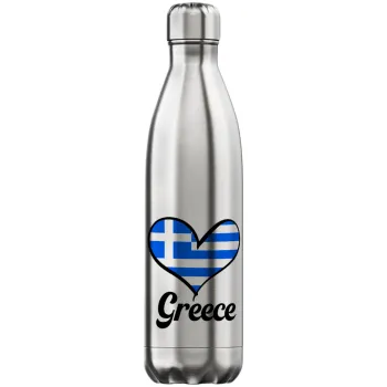 Greece flag, Μεταλλικό παγούρι θερμός Inox (Stainless steel), διπλού τοιχώματος, 750ml
