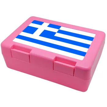 Greece flag, Children's cookie container PINK 185x128x65mm (BPA free plastic)