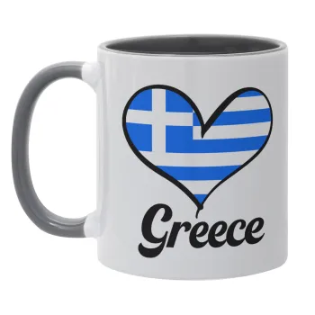 Greece flag, Mug colored grey, ceramic, 330ml