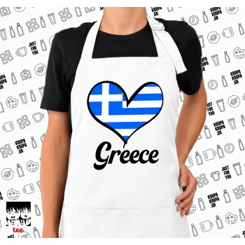 Greece flag, Ποδιά μακριά Σεφ ολόσωμη με τσέπες white (ΕΝΗΛΙΚΩΝ)