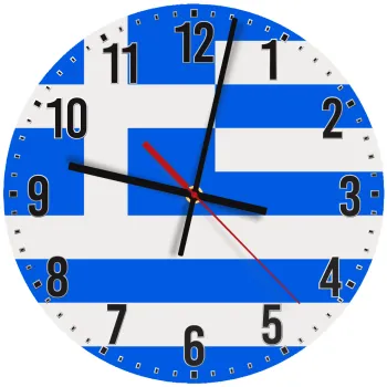 Greece flag, Ρολόι τοίχου ξύλινο (30cm)