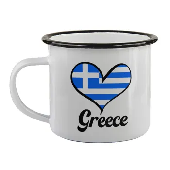 Greece flag, Κούπα εμαγιέ με μαύρο χείλος 360ml