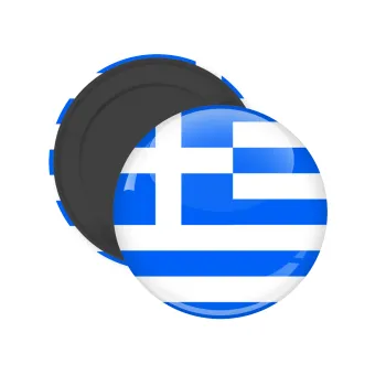 Greece flag, Μαγνητάκι ψυγείου στρογγυλό διάστασης 5cm