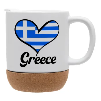 Greece flag, Κούπα, κεραμική με βάση φελού και καπάκι (ΜΑΤ), 330ml