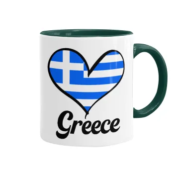 Greece flag, Κούπα χρωματιστή πράσινη, κεραμική, 330ml