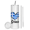 Tumbler ποτήρι θερμό από ανοξείδωτο ατσάλι 600ml, με μεταλλικό καλαμάκι & βούρτσα καθαρισμού