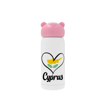Cyprus flag, Ροζ ανοξείδωτο παγούρι θερμό (Stainless steel), 320ml