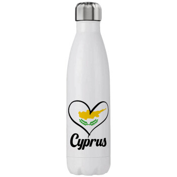 Cyprus flag, Μεταλλικό παγούρι θερμός (Stainless steel), διπλού τοιχώματος, 750ml