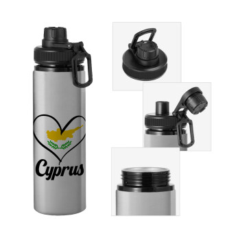 Cyprus flag, Metallic water bottle with safety cap, 850ml aluminum