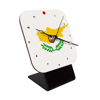 Cyprus flag, Quartz Wooden table clock with hands (10cm)