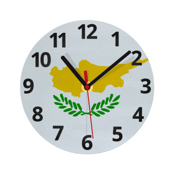 Cyprus flag, Ρολόι τοίχου γυάλινο (20cm)