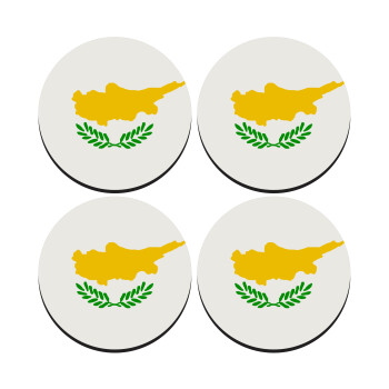Cyprus flag, ΣΕΤ 4 Σουβέρ ξύλινα στρογγυλά (9cm)