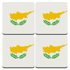 Cyprus flag, ΣΕΤ 4 Σουβέρ ξύλινα τετράγωνα (9cm)