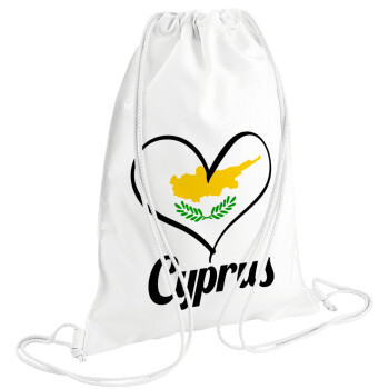 Cyprus flag, Τσάντα πλάτης πουγκί GYMBAG λευκή (28x40cm)