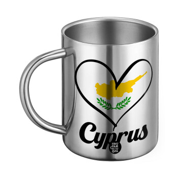 Cyprus flag, Ανοξείδωτη Μεταλλική Κούπα 450ml - Διπλού Τοιχώματος