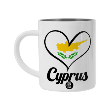 Cyprus flag, BIG Mug Stainless steel double wall (450ml, White)