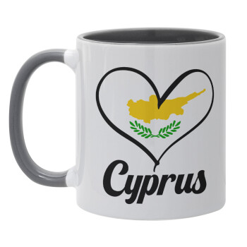 Cyprus flag, Mug colored grey, ceramic, 330ml