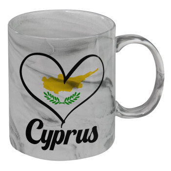 Cyprus flag, Κούπα κεραμική, marble style (μάρμαρο), 330ml
