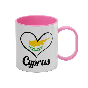 Cyprus flag, Κούπα (πλαστική) (BPA-FREE) Polymer Ροζ για παιδιά, 330ml