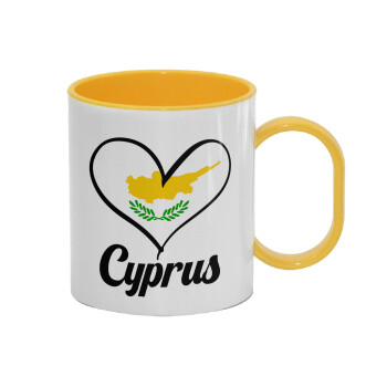 Cyprus flag, Κούπα (πλαστική) (BPA-FREE) Polymer Κίτρινη για παιδιά, 330ml