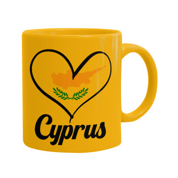 Cyprus flag, Κούπα, κεραμική κίτρινη, 330ml (1 τεμάχιο)