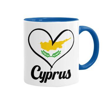 Cyprus flag, Κούπα χρωματιστή μπλε, κεραμική, 330ml