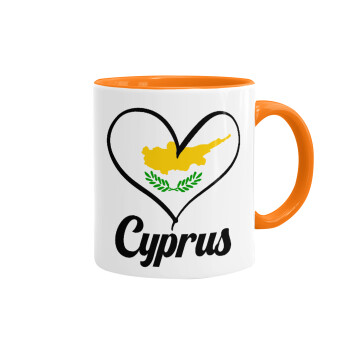 Cyprus flag, Κούπα χρωματιστή πορτοκαλί, κεραμική, 330ml