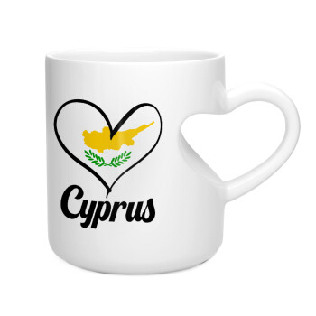 Cyprus flag, Κούπα καρδιά λευκή, κεραμική, 330ml
