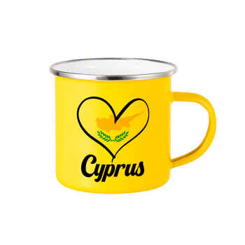 Cyprus flag, Yellow Enamel Metallic Cup 360ml